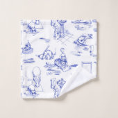 Blue Willow Kitty Chat Toile de salle de bain (Gant de toilette)