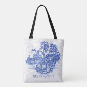 Blue Willow Konijneneiland Whimsical Elegant Fun Draagtas (Achterkant)