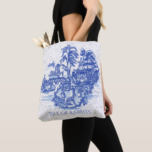 Blue Willow Konijneneiland Whimsical Elegant Fun Draagtas
