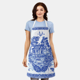Blue Willow Lucky Cat Island Whimsical Oriental Schort