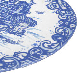 Blue Willow Lucky Cat Whimsical Chinoiserie Art Snijplank (Hoek)