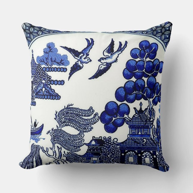 Blue Willow Pattern Legendary Love Story Kussen (Voorkant)