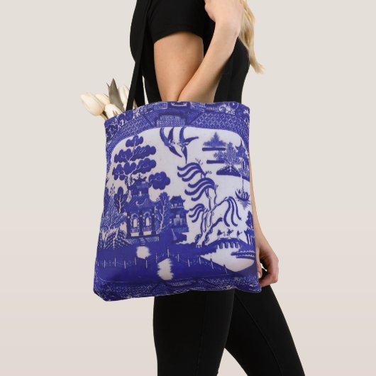 Blue Willow Pattern over Canvas tas (Dichtbij)