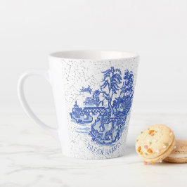Blue Willow Rabbit Island Whimsical Crackle Kijk L Latte Mok