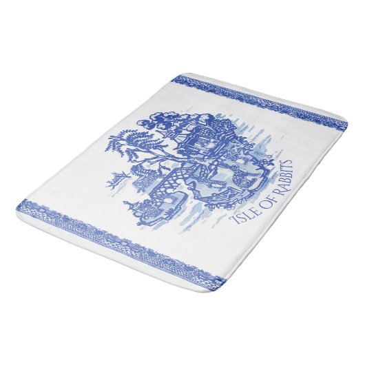 Blue Willow Rabbit Island Whimsical Pottery Kijk Badmat (Gekanteld)