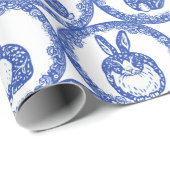Blue Willow Rabbit Whimsical Isle of Rabbits Wrapp Cadeaupapier (Rol Hoek)