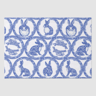 Blue Willow Rabbit Whimsical Isle of Rabbits Wrapp Tissuepapier