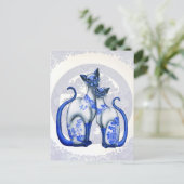 Blue Willow Siamese Cats Briefkaart (Staand voorkant)