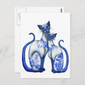 Blue Willow Siamese Cats Briefkaart (Voorkant / Achterkant)