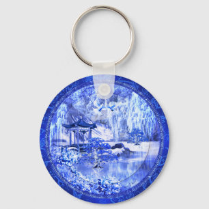 "Blue Willow World" knop sleutelhanger