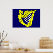 Blue Winged Maiden Harp, vlag Ierland Poster (Keuken)