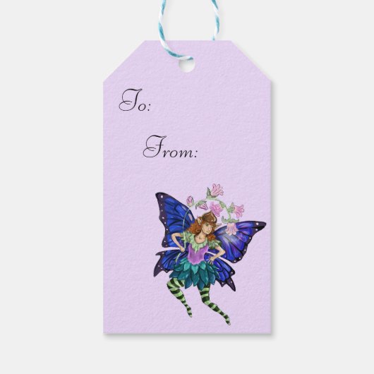 Blue Winged Pixie Cadeaulabel (Achterkant)