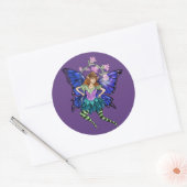 Blue Winged Pixie Ronde Sticker (Envelop)