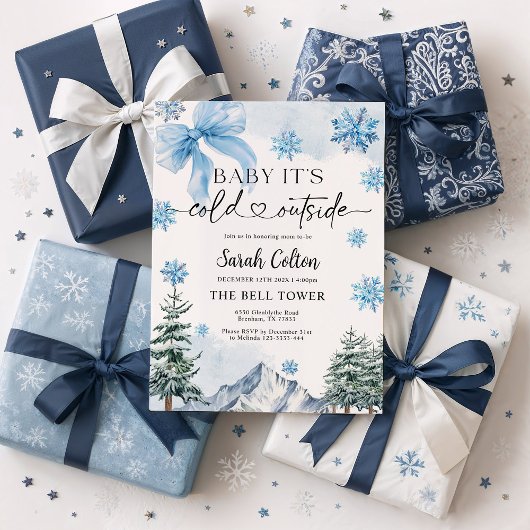 Blue Winter Baby shower Kaart