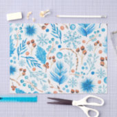 Blue Winter Botanical Pattern in Watercolor Tissuepapier (Craft)