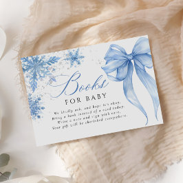 Blue Winter Bow Baby shower Boeken voor Baby Informatiekaartje