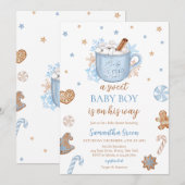 Blue Winter Boy Baby shower Kaart (Voorkant / Achterkant)