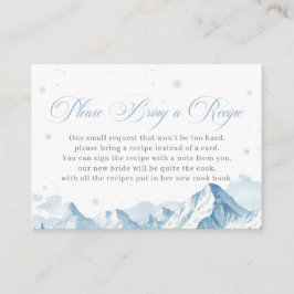 Blue Winter Bridal Shower Recipe Request Informatiekaartje