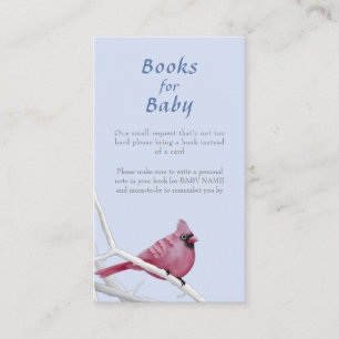 Blue Winter Cardinaal Bird Baby shower Book Reques Informatiekaartje