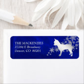 Blue Winter Chihuahua Dog Return Address Etiket (Insitu)