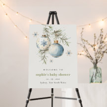 Blue Winter Chirstmas Boy Baby shower Bienvenue
