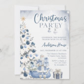 Blue Winter Christmas Party Invitation (Devant)