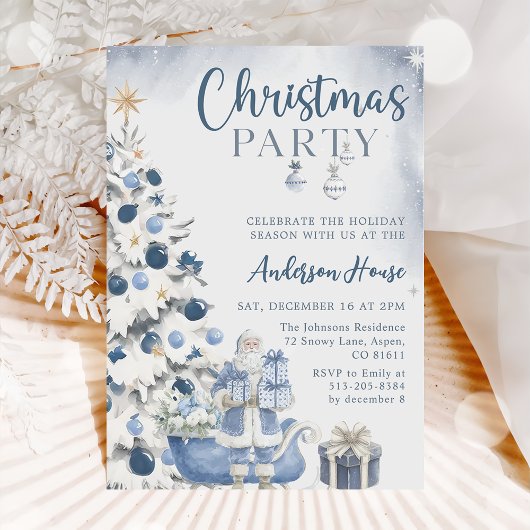 Blue Winter Christmas Party Invitation