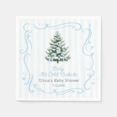 Blue Winter Christmas Tree Baby Shower Servet (Voorkant)