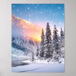 Blue Winter Christmas Wall Art Prints