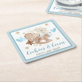 Blue Winter Cookies & Cocoa Baby Shower Vierkante Kartonnen Onderzetter (Schuin)
