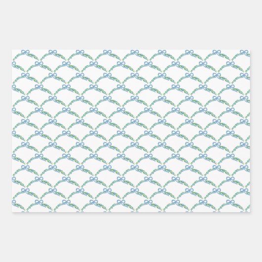 Blue Winter Coquette Coastal Bow Garland Inpakpapier Vel (Voorkant 3)