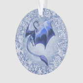 Blue Winter Dragon Fantasy Natuur Art Ornament (voorkant)