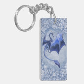 Blue Winter Dragon Fantasy Natuur Art Sleutelhanger (Voorkant Links)