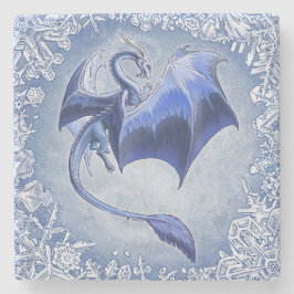 Blue Winter Dragon Fantasy Natuur Art Stenen Onderzetter