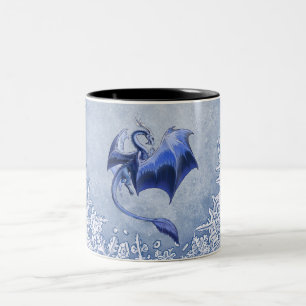 Blue Winter Dragon Fantasy Natuur Art Tweekleurige Koffiemok