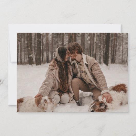 Blue Winter Floral Flat Enregistrer La Carte Date (Dos)