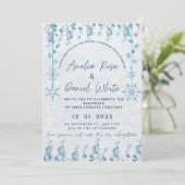 Blue Winter Floral Wedding Invitation  (Debout devant)
