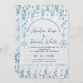 Blue Winter Floral Wedding Invitation  (Devant / Derrière)