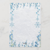 Blue Winter Floral Wedding Invitation Kaart (Achterkant)