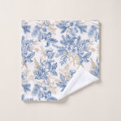 Blue Winter  Flower Pattern Bad Handdoek (Wasdoekje)