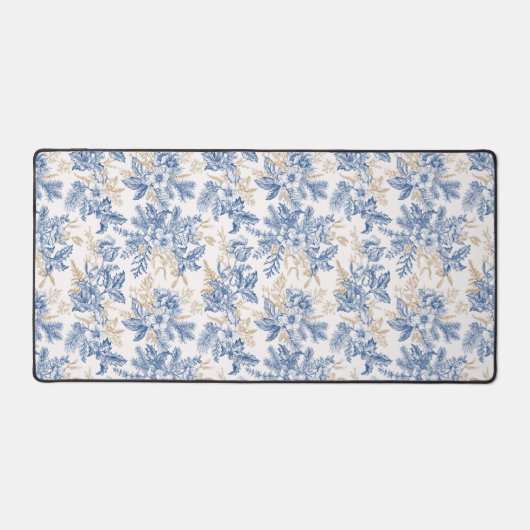 Blue Winter Flower Pattern Bureaumat (Voorkant)