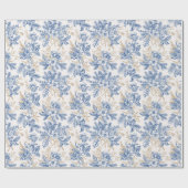 Blue Winter Flower Pattern Cadeaupapier (Vlak)