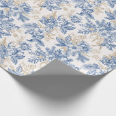 Blue Winter Flower Pattern Cadeaupapier (Hoek)
