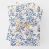 Blue Winter  Flower Pattern Inpakpapier Vel (In situ)