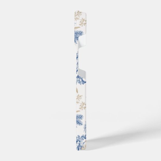 Blue Winter Flower Pattern iPhone Hoesje (Linkerkant)