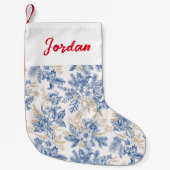 Blue Winter Flower Pattern Kleine Kerstsok (Voorkant)