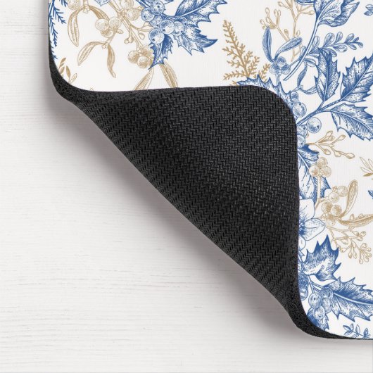 Blue Winter Flower Pattern Muismat (Hoek)