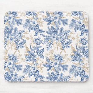 Blue Winter Flower Pattern Muismat