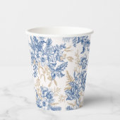Blue Winter Flower Pattern Papieren Bekers (Voorkant)