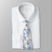 Blue Winter  Flower Pattern Stropdas (Gebonden)